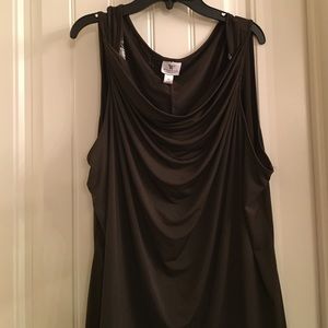 Brown dropped neckline tank top