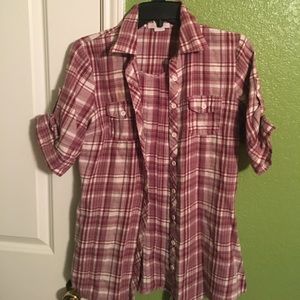 Red short sleeve button down