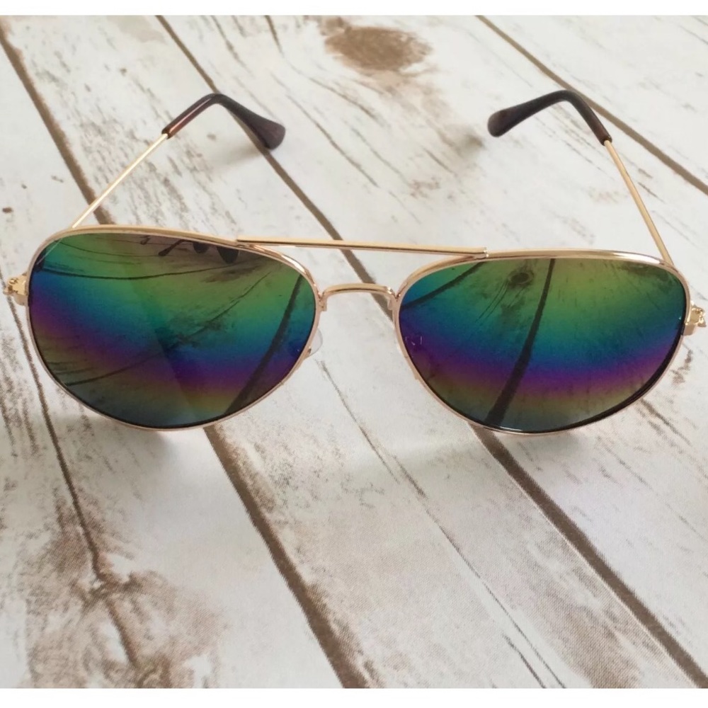 Mirrored Aviators Green/Gold
