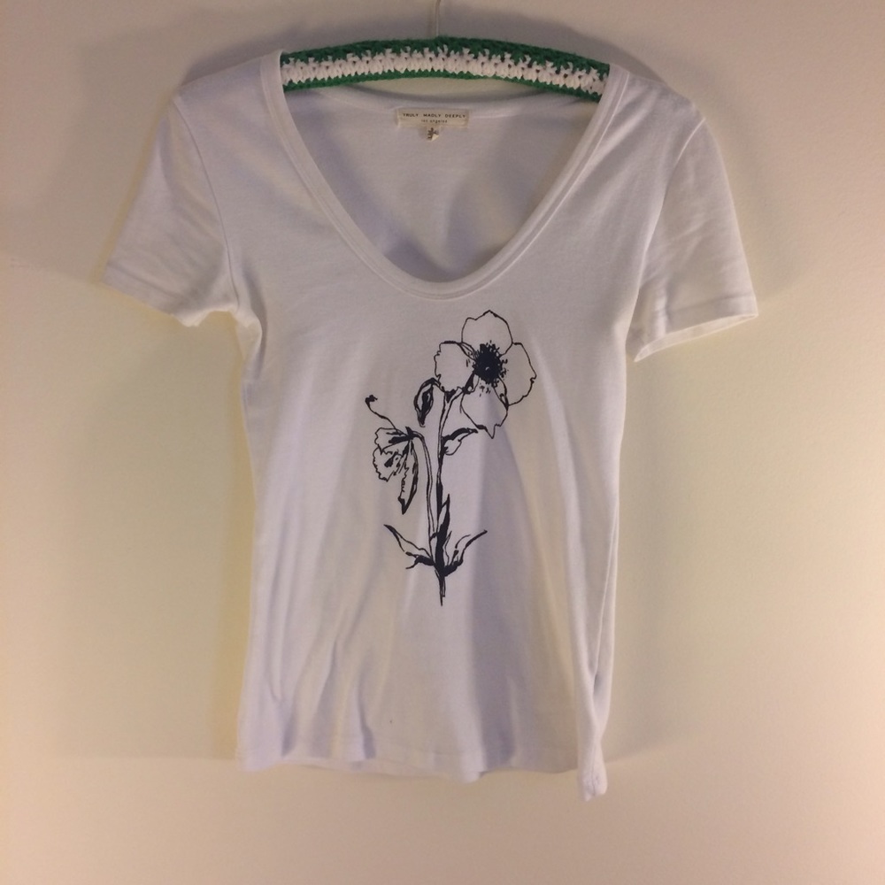 Urban Outfitters white tee w/ black floral outline