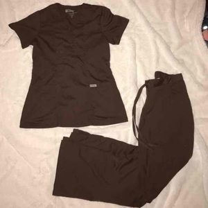 Brown greys anatomy Scrub set XS Petite