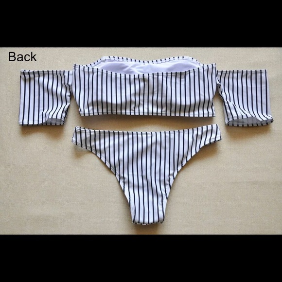 Stripe Off Shoulder Bikini - Picture 4 of 6