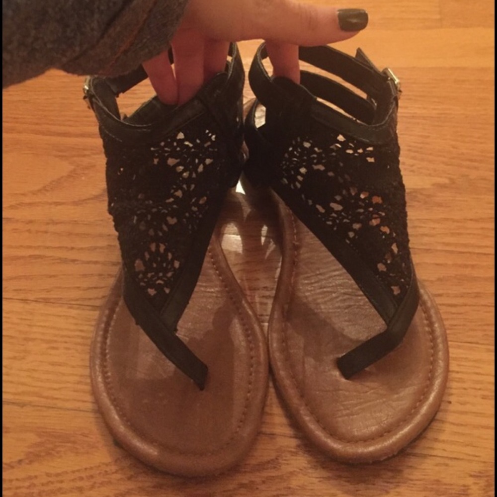 Black crochet sandals/ gladiators