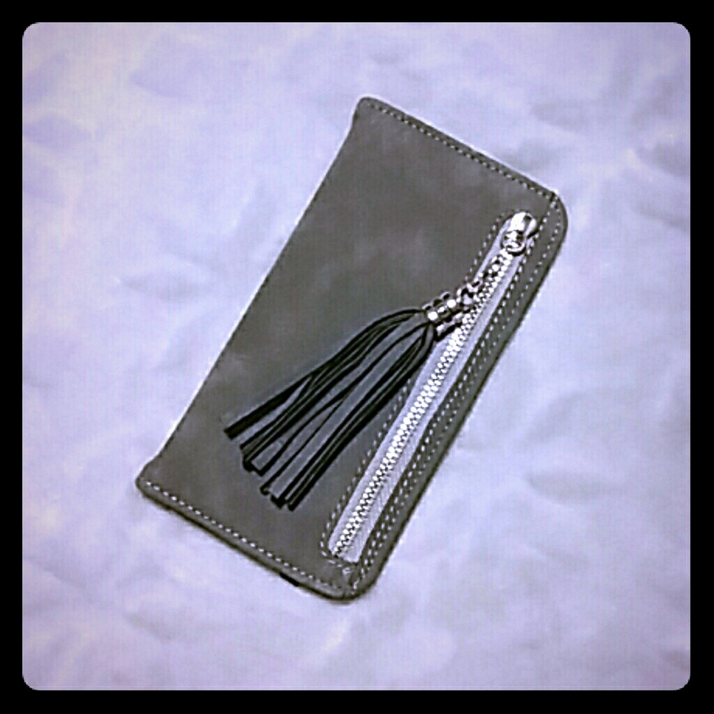 Gray Leather Phone Wallet Case