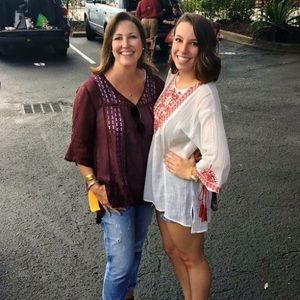 White blouse with garnet embroidary