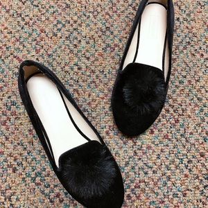 Topshop black fluffy flats