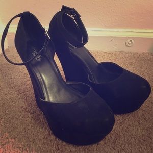 Black Suede Wedges