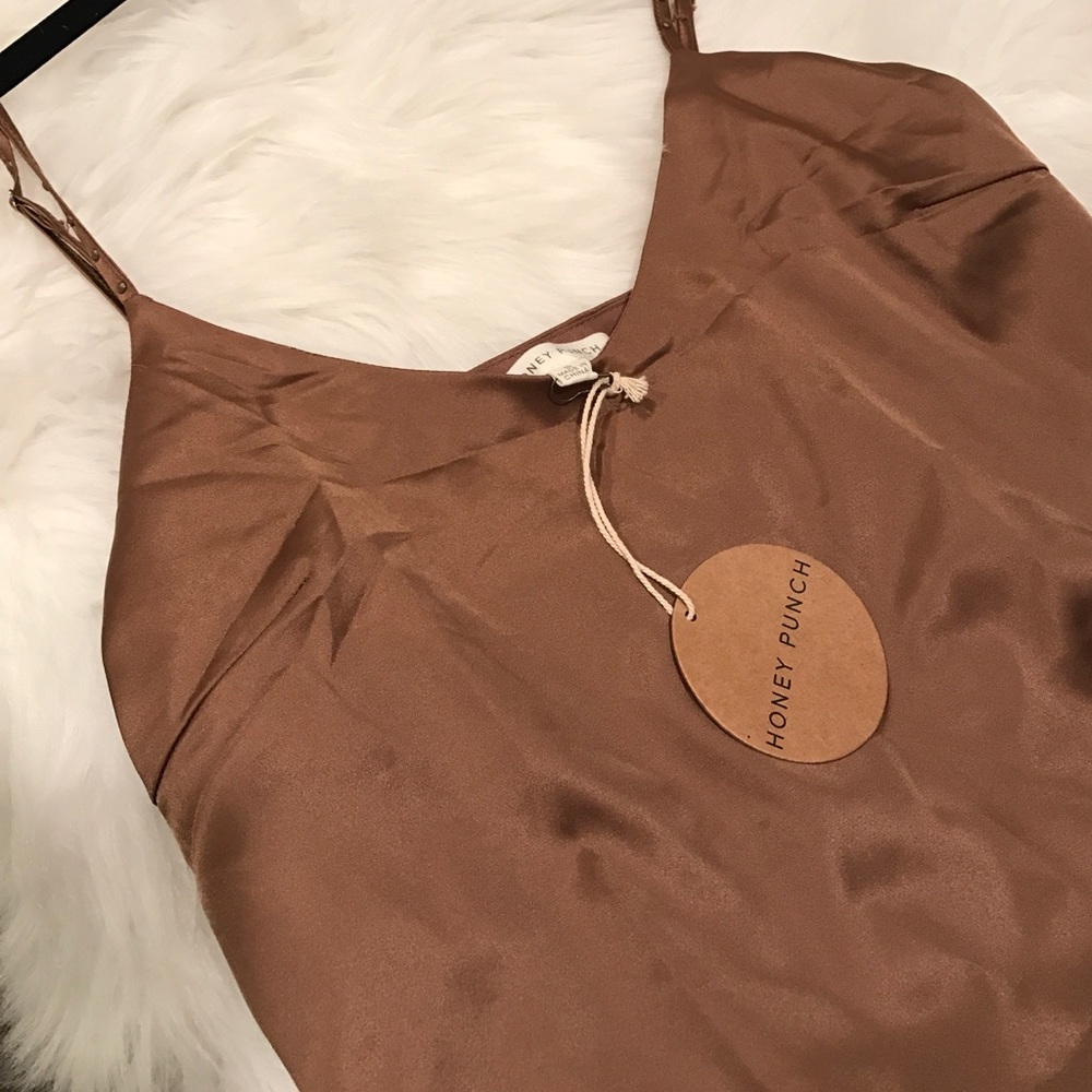 NEW brown/gold slip dress