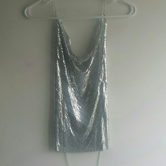 LAST ONE open back metallic 'chain mail' top - Picture 2 of 3