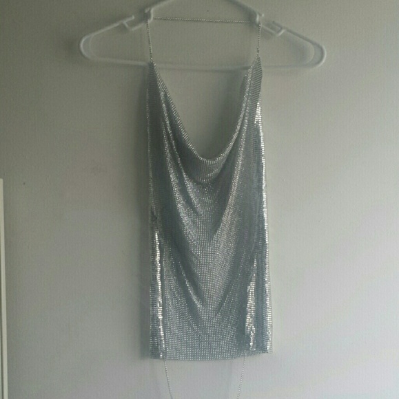 LAST ONE open back metallic 'chain mail' top - Picture 3 of 3