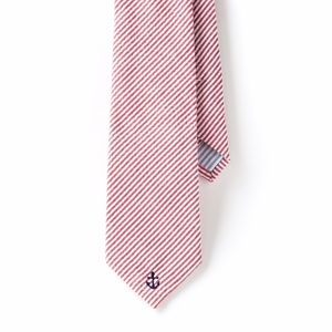 Seersucker tie with anchor embroidery