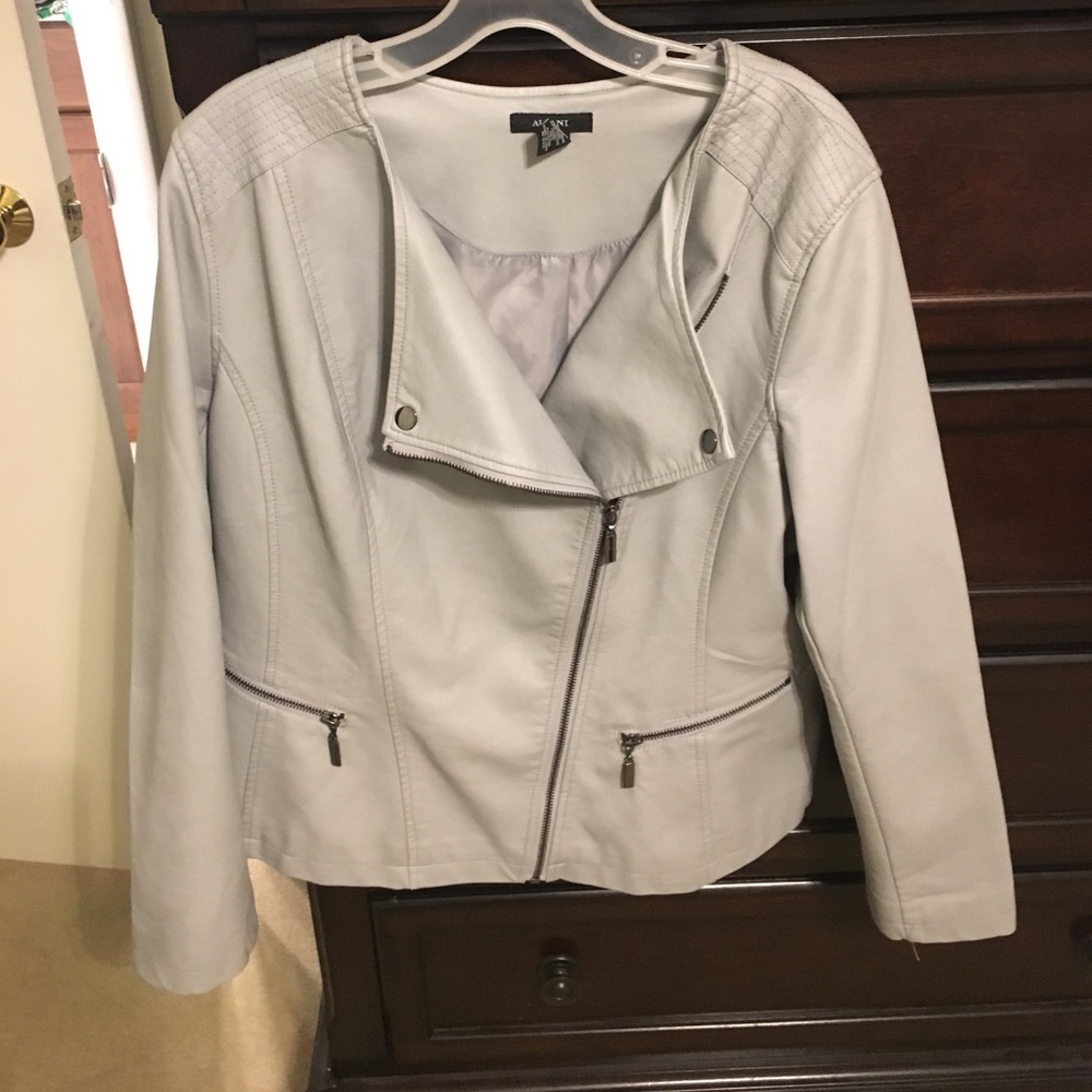 Gray leather moto jacket - Picture 1 of 4