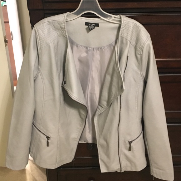 Gray leather moto jacket - Picture 3 of 4