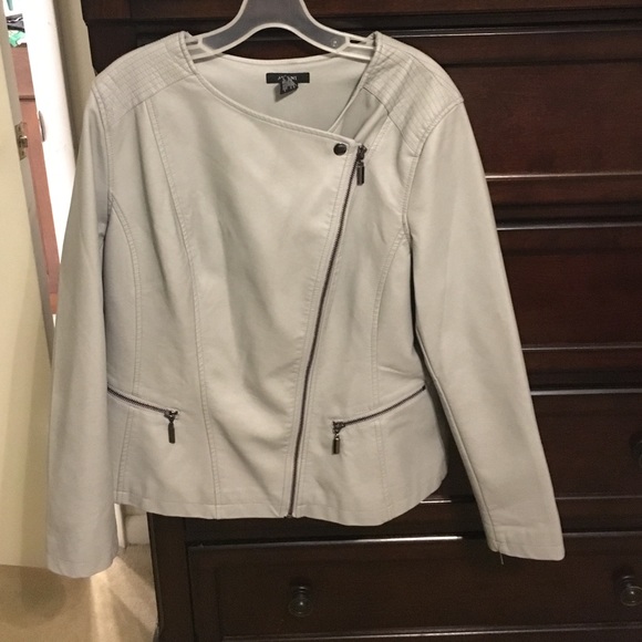 Gray leather moto jacket - Picture 2 of 4