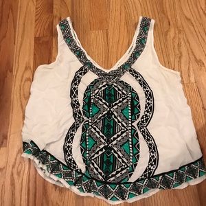 White tank blouse mini v neck