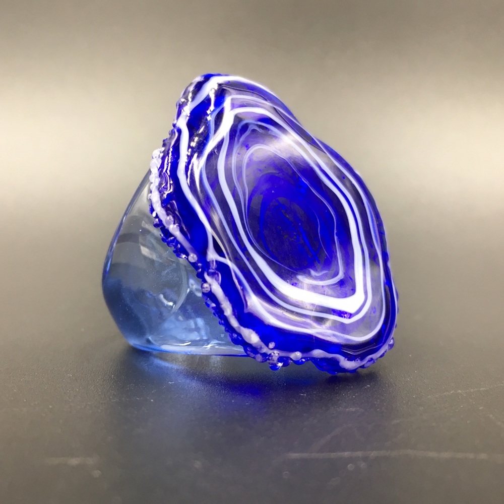 Large blue glass Antica Murrina ring size 8.5
