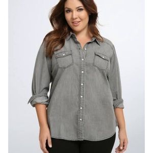 Grey/denim button down