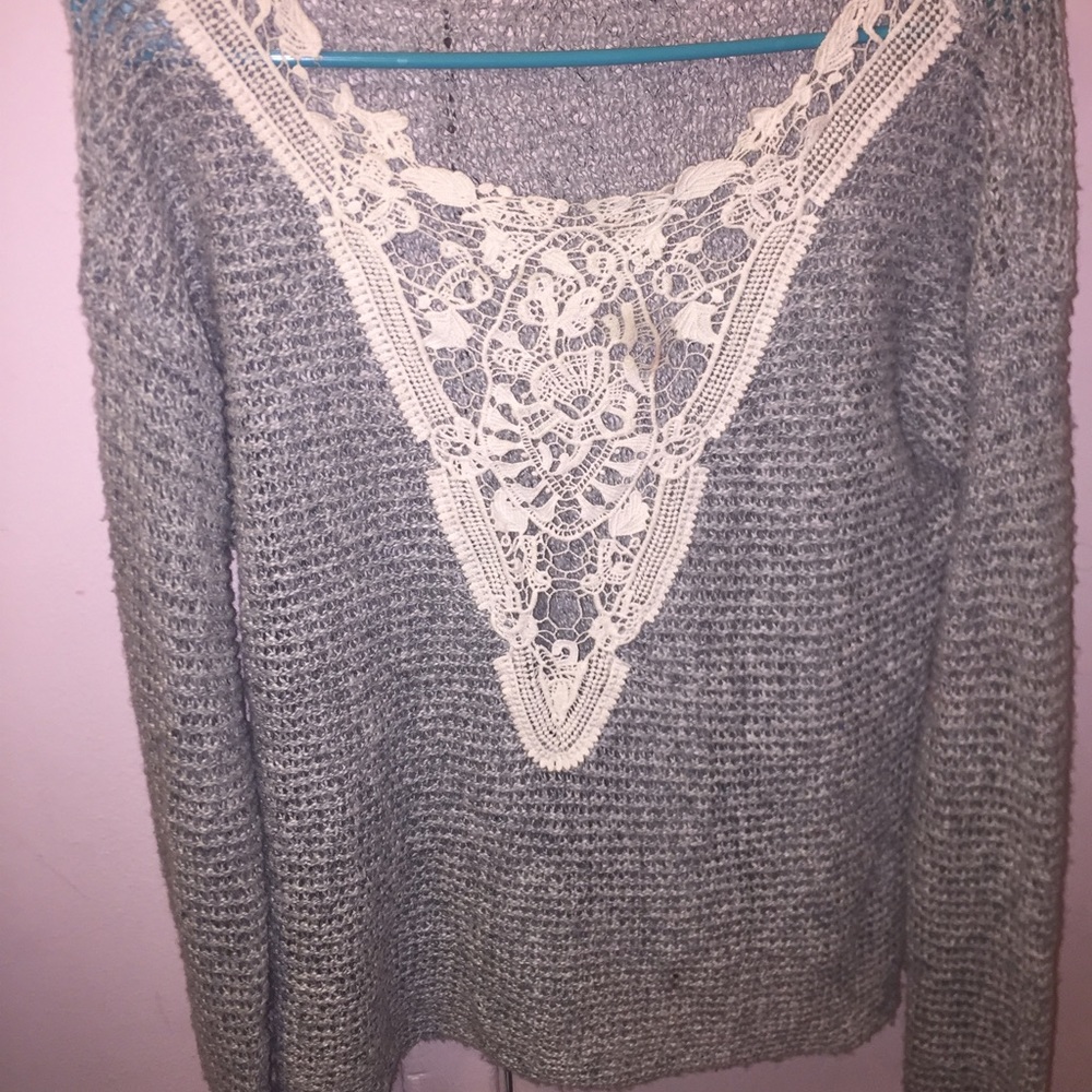 Grey/white Hollister Sweater