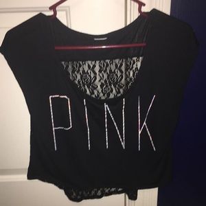 vs pink cropped top