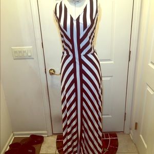 Black and white striped maxi dress