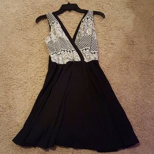Black and White Lace Accent Dress