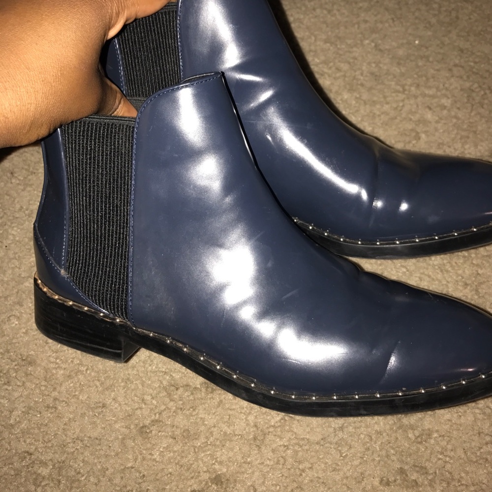ZARA navy blue/black studded Chelsea ankle boots