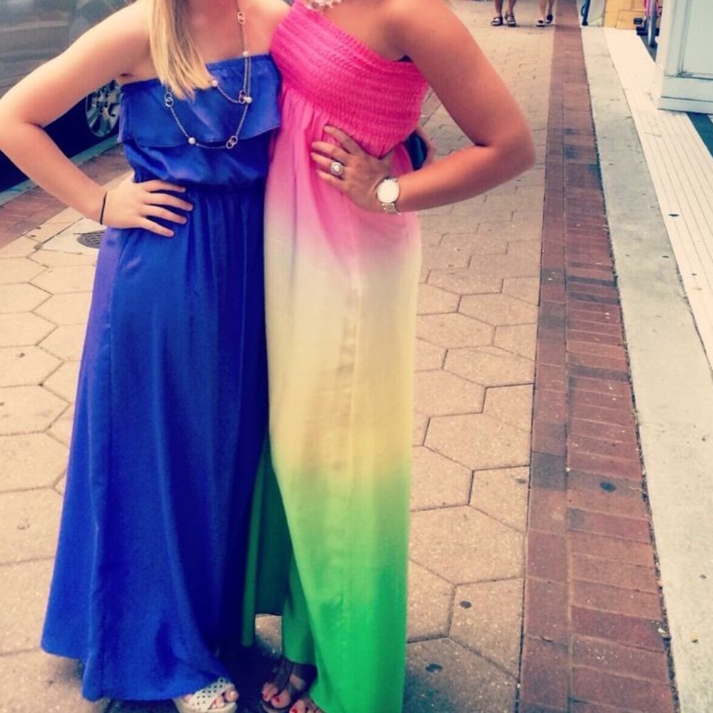 Silk Lilly Pulitzer dip dye Ombré Maxi Dress
