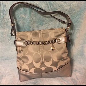 COACH Silver Monogram Shoulder Bag