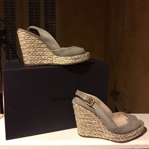 Gray Prada wedges