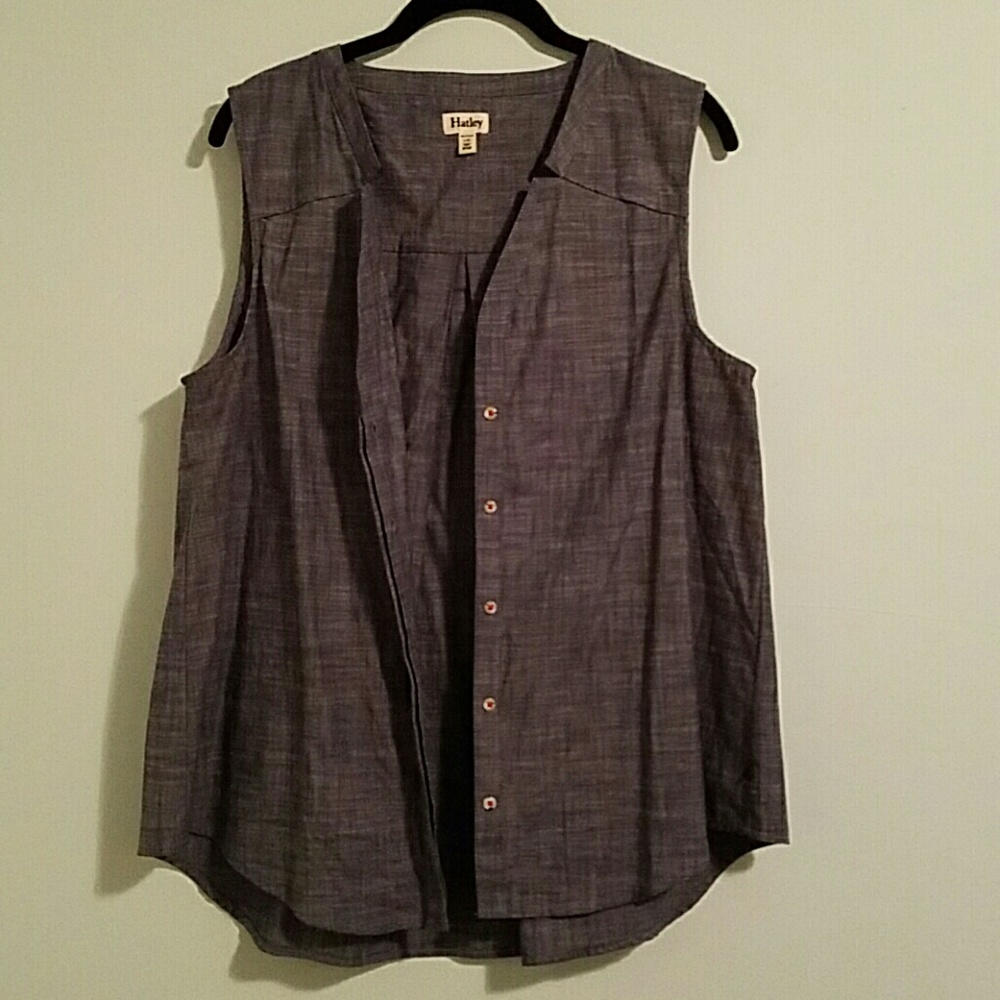 Sleeveless Chambray Blouse