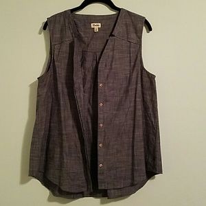 Sleeveless Chambray Blouse