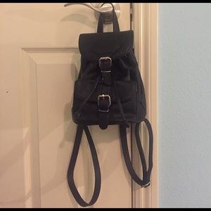 Mini Black Faux Leather Backpack