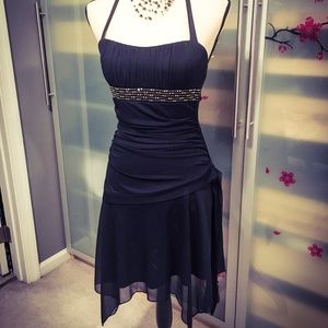 Trixxi Tiered Black Halter Dress ~ Size S Juniors