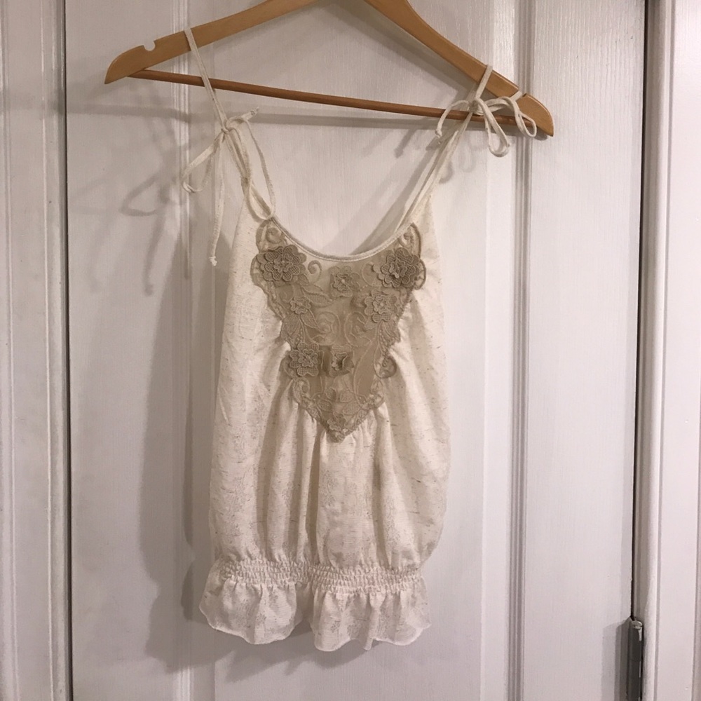 Free People Lacey Cream Top