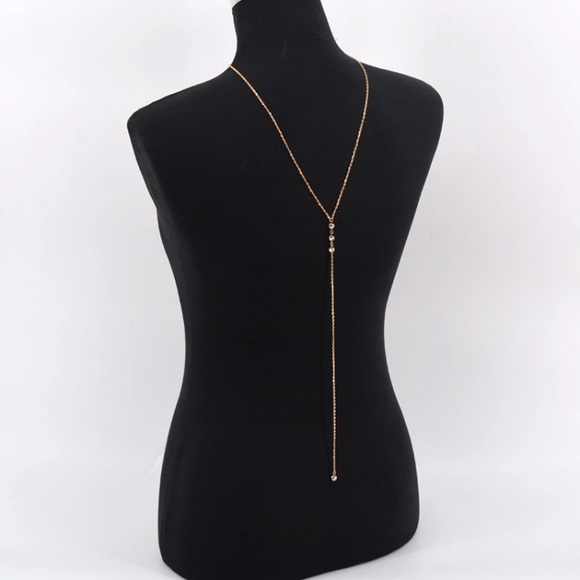 Back Drop Reverse Necklace / Body Chain Gold - Picture 2 of 7