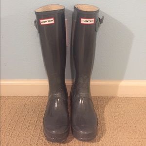 Tall Gray Hunter Rain Boots