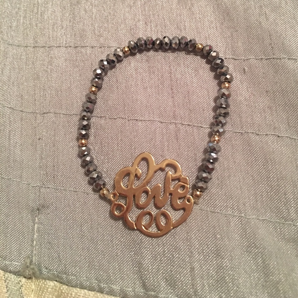 Gray Love stretch bracelet