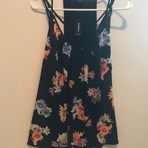 Express Black Floral Tank NWT