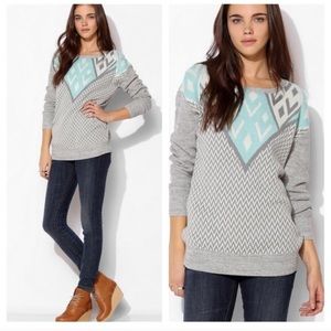 White Ecote Intarsia Chevon Sweater - Size S