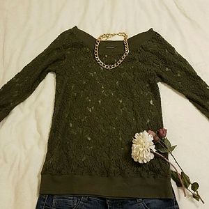Express Soft Lace Olive Top