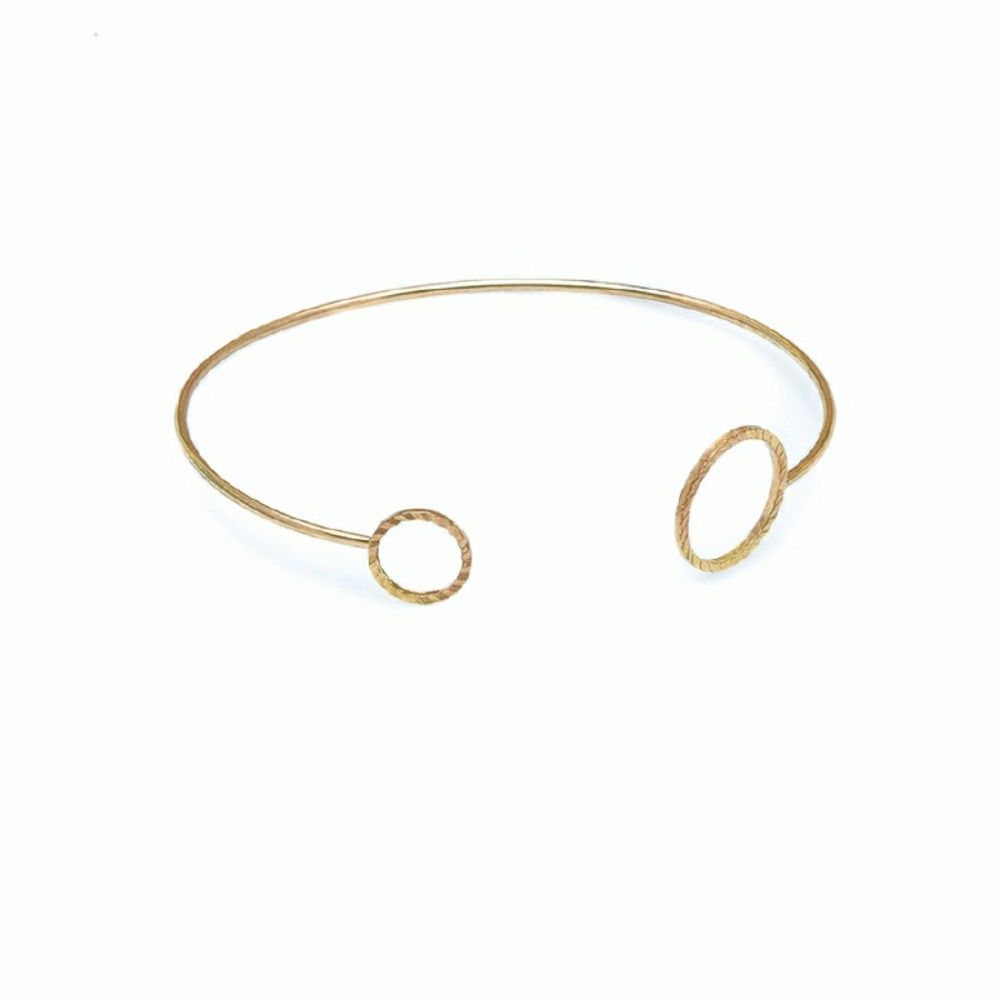NEW! GOLD OPEN BANGLE, DIAMOND CUT CIRCLE ENDS