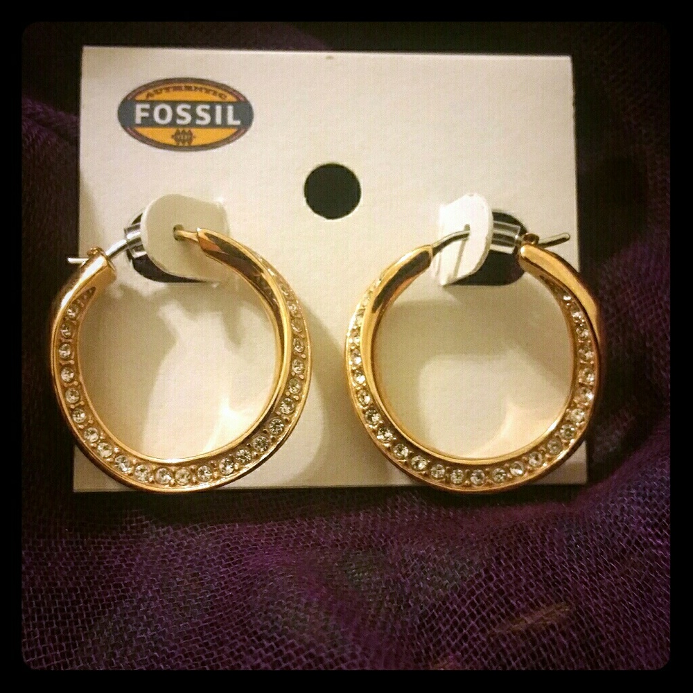 FOSSIL Twist Hoop Earrings  EUC