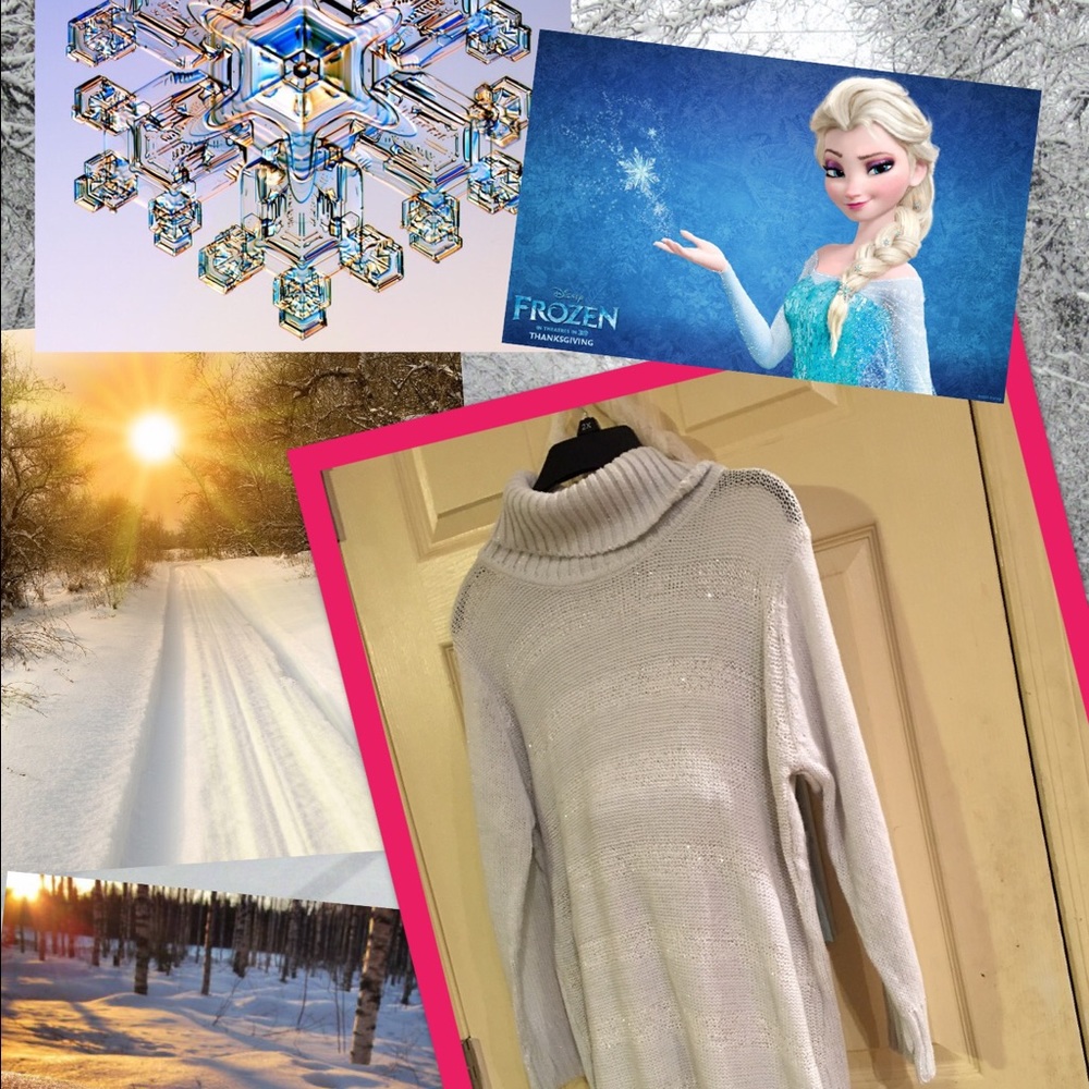 White and Gray Snow Sparkle Sweater