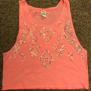 Pink Crop Tank with Bling