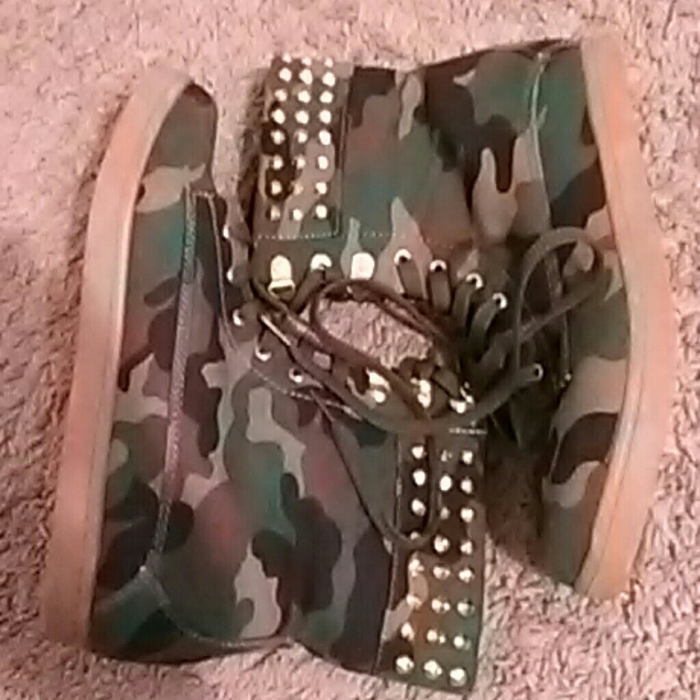 Wild Diva Spiked Camouflage Combat Boots