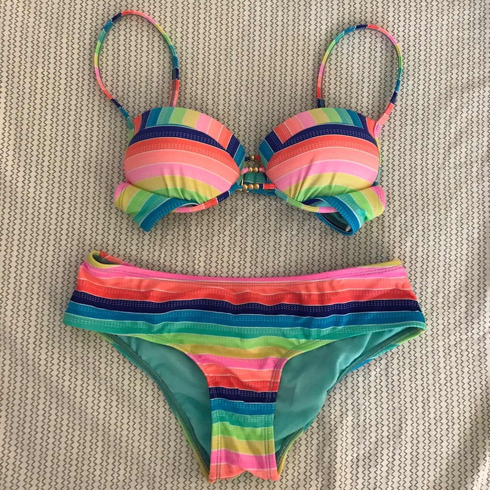 Kawaii AF Striped Push-Up Bikini