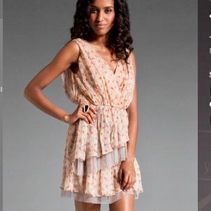 Hype teq v neck dress in coral 100% silk