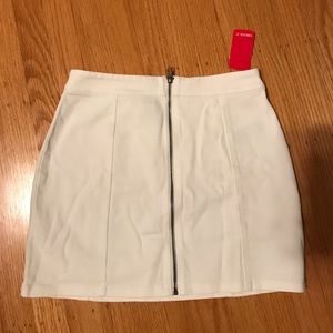 NWT white denim zipper skirt sz S f21