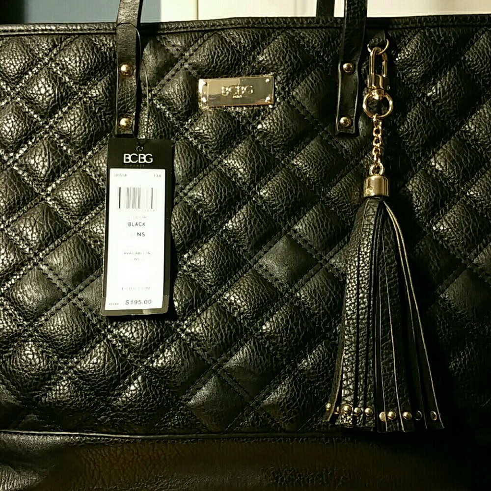 BCBG Paris Quilted Faux Leather Tote Handbag - Picture 2 of 3