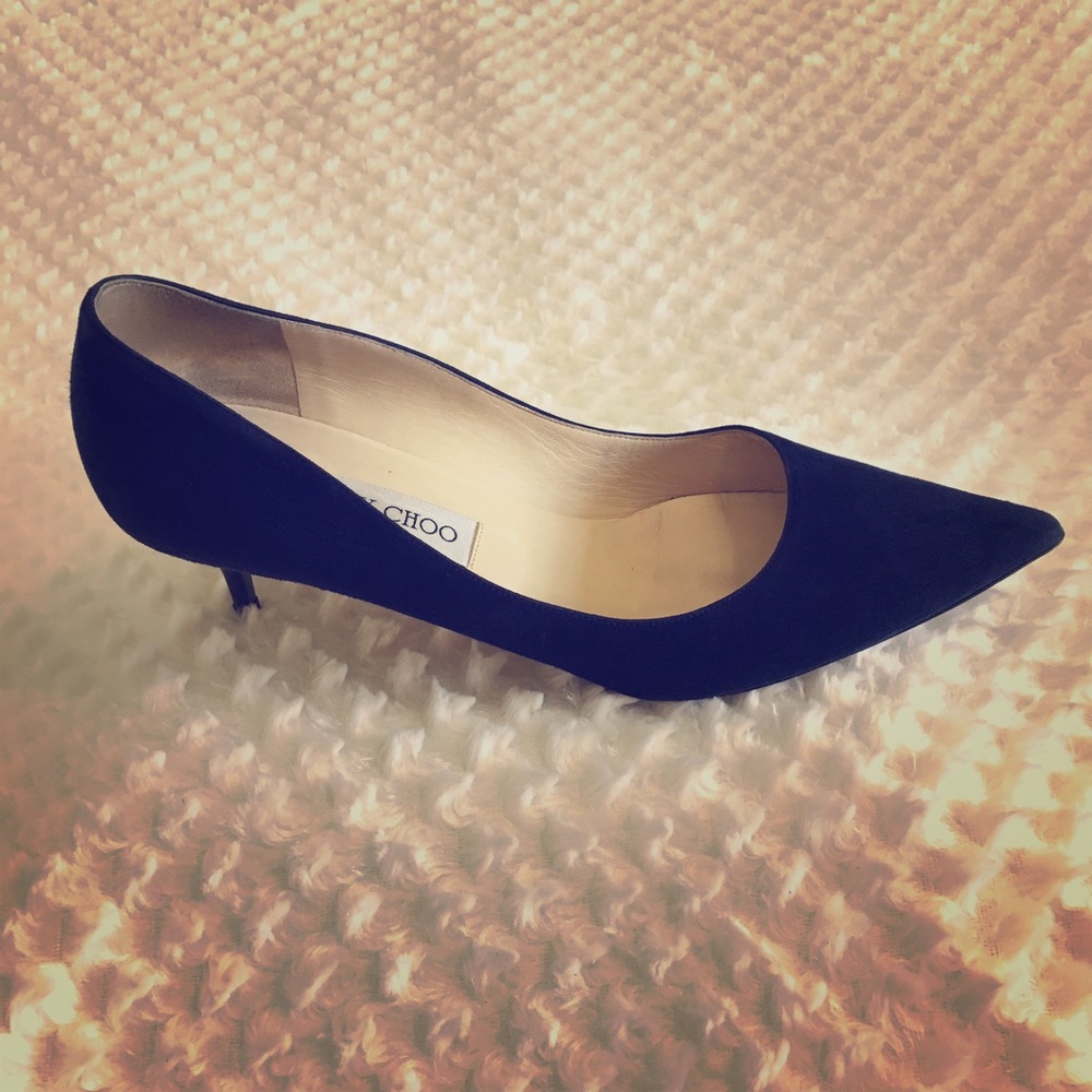 •SOLD• Jimmy Choo Blue Suede Kitten Heels EU 40.5